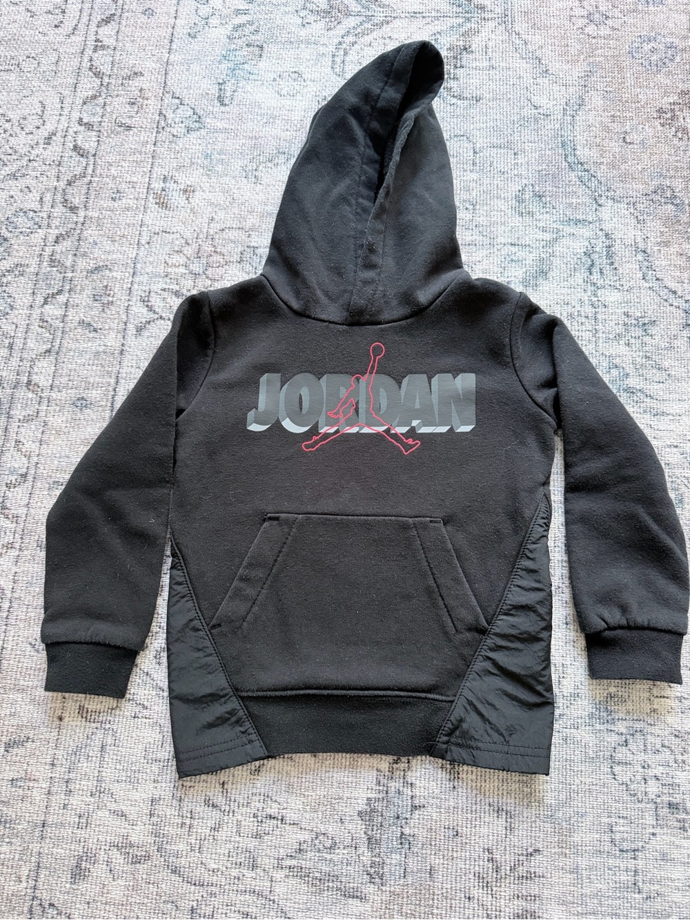 Jordan Black Hoodie with Grey Logo and Red Jumpman